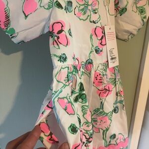 Lilly Pulitzer Floral Kids Dress - White, Pink, Green